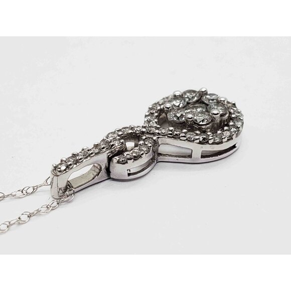 0.3 ctw Diamond Cluster Infinity Loop Pendant Necklace 10k White Gold - Picture 3 of 5